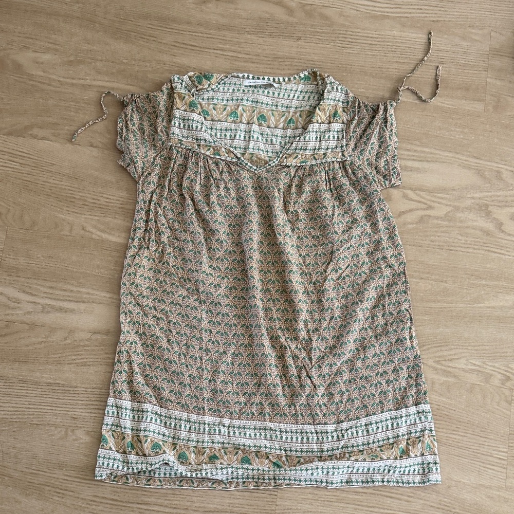 Faithfull the Brand Beige and Green Printed Swim Coverup